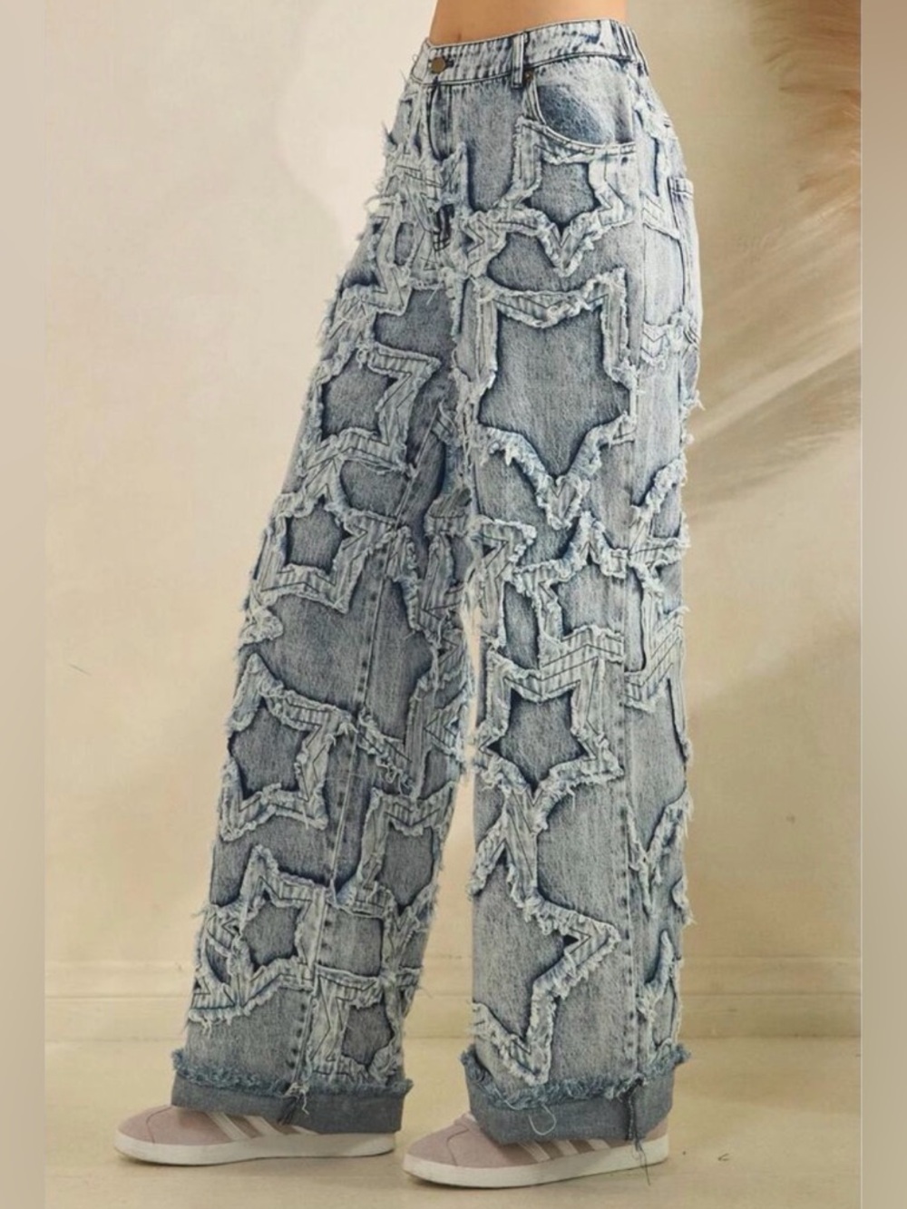 Oli & Hali ”Star Party”  Star-Appliqué Wide Leg Jeans ~ Size XL ~ NWOT - Picture 7 of 15